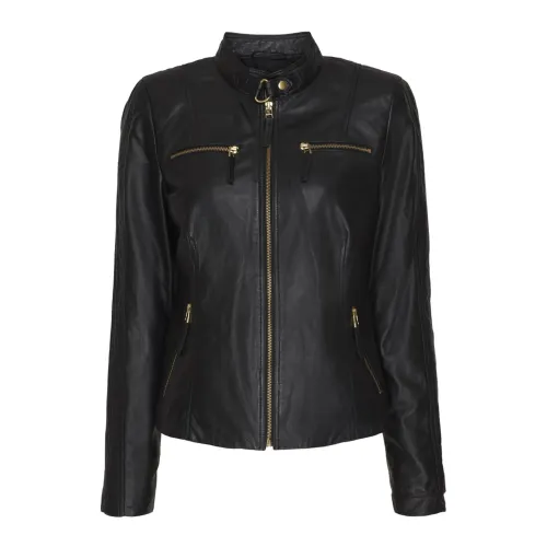 Notyz , Biker Jacket With Collar 11024Rf ,Black female, Sizes:
