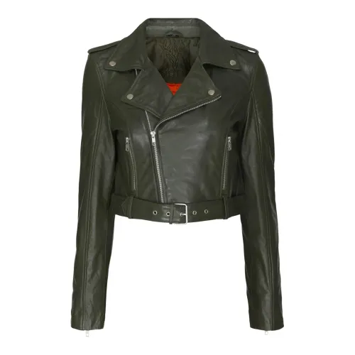 Notyz , Cropped Biker Jacket 11061 ,Black female, Sizes: