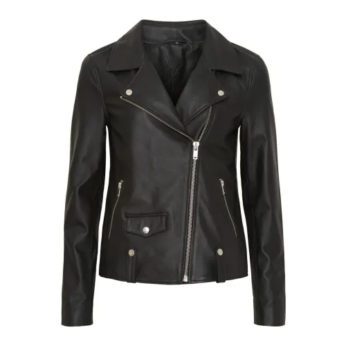Notyz , Oversized Biker Jacket with Silver Accents ,Black female, Sizes: