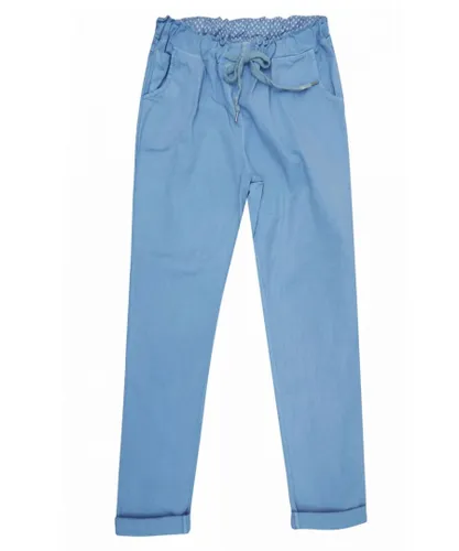 Nougat Womens Tie Front Cotton Roll Hem Trousers - Blue