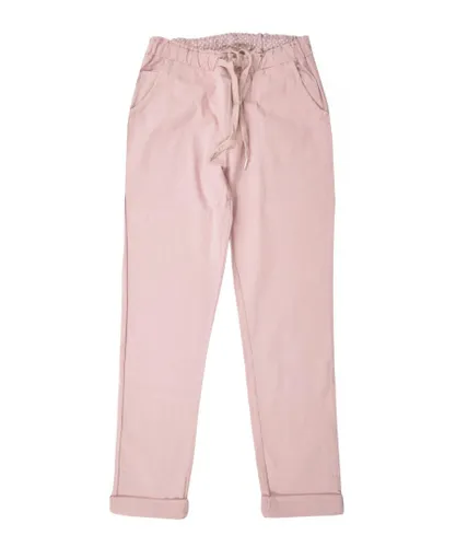 Nougat Womens Tie Front Cotton Roll Hem Trousers - Pink