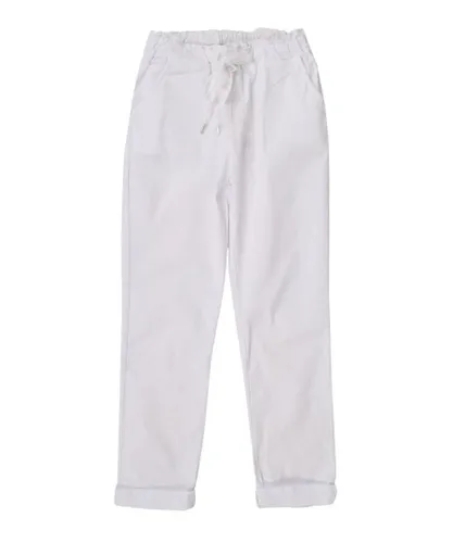 Nougat Womens Tie Front Cotton Roll Hem Trousers - White
