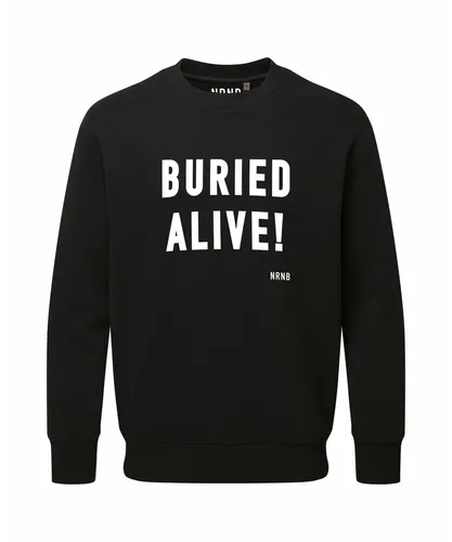 NRNB Mens BURIED ALIVE RELAXED FIT CREW SWEAT - Black Cotton
