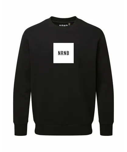 NRNB Mens CENTRE BLOCK RELAXED FIT CREW SWEAT - Black Cotton