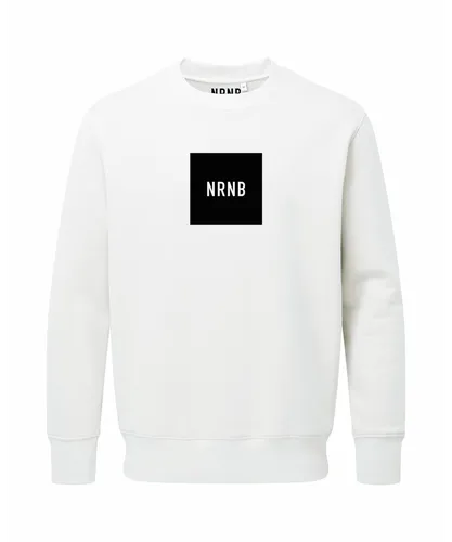 NRNB Mens CENTRE BLOCK RELAXED FIT CREW SWEAT - White Cotton