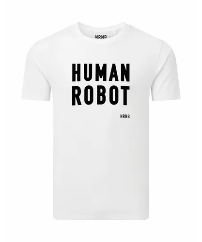 NRNB Mens Human Robot Relaxed Fit Tee -White Cotton