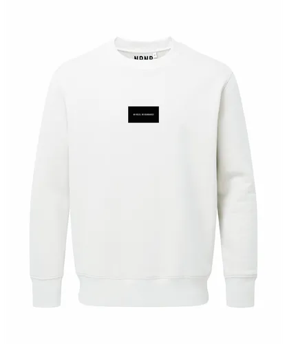 NRNB Mens MICRO PLACK RELAXED FIT CREW SWEAT - White Cotton