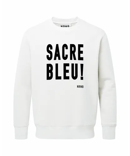 NRNB Mens SACRE BLEU RELAXED FIT CREW SWEAT - White Cotton