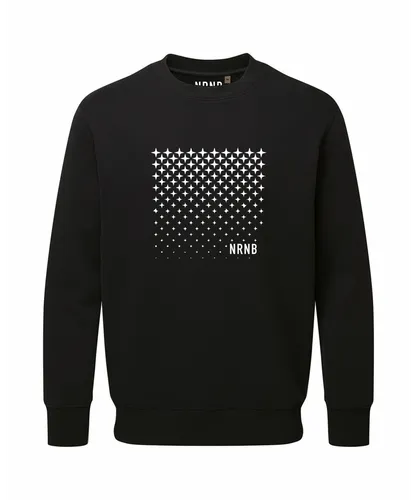 NRNB Mens STAR SHOWER RELAXED FIT CREW SWEAT - Black Cotton