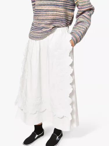 nuÃ© notes Andrew Floral Quilt Edge Cotton Skirt, Egret - Egret - Female