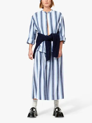 nuÃ© notes Benjamin Striped Cotton Midi Skirt, Blue/Multi - Blue/Multi - Female