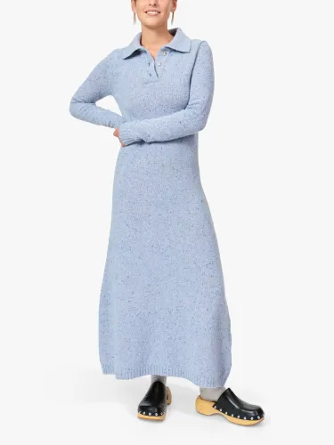 nuÃ© notes Wesly Wool Blend Polo Collar Knitted Maxi Dress - Halogen Blue - Female