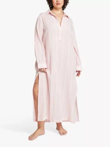 Nudea Organic Cotton Maxi Nightdress - White/Pink - Female