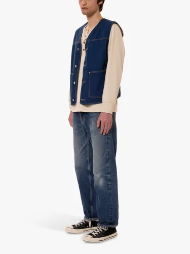 Nudie Jeans Harry Organic Cotton Denim Vest, Blue - Blue - Male