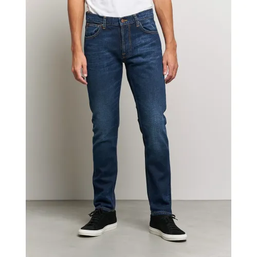 Nudie Jeans , Slim Fit Denim Jeans with Distressed Details ,Blue male, Sizes:
