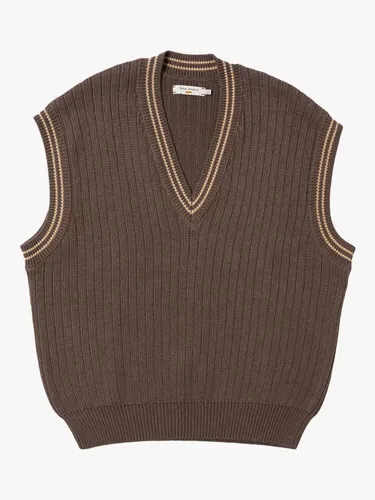 Nudie Jeans Sverre Knitted Vest Jumper, Brown - Brown - Male