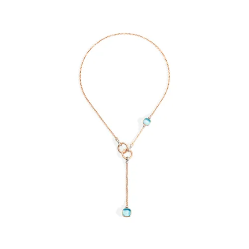 Nudo 18ct Rose & White Gold Blue Topaz & 0.10ct Diamond Necklace
