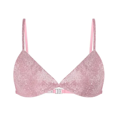 Nué , Pink Rhinestone Triangle Bra ,Pink female, Sizes: