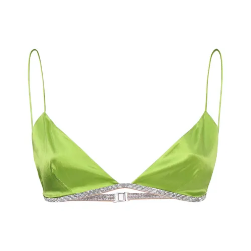 Nué , Silk Triangle Bra with Rhinestone Embellishments ,Green female, Sizes: