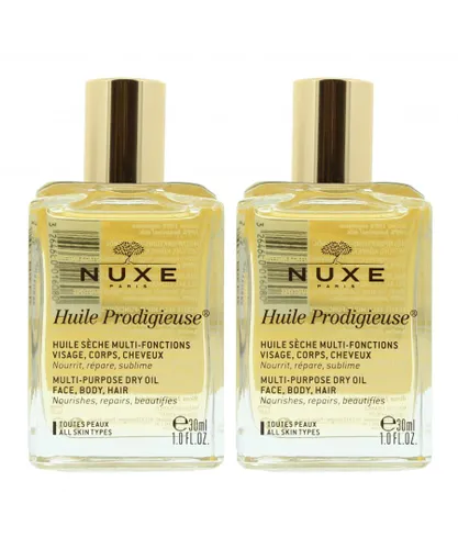 Nuxe Womens Huile Prodigieuse Multi-Purpose Dry Oil 30ml Face Body Hair X 2 - NA - One Size