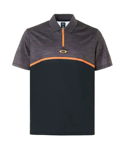 Oakley Colour Block Camouflage Black Zip Up Mens Polo Shirt 434216 02E