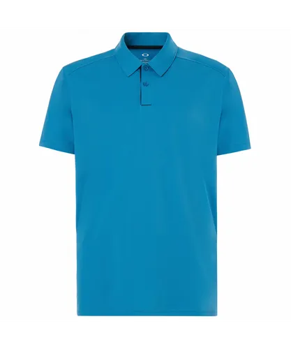 Oakley Divisional Button Up Blue Mens Golf Polo Shirt 433690 6CS Cotton