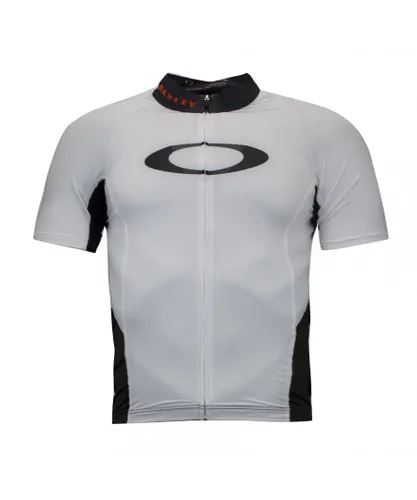 Oakley Jawbreaker Road Jersey Cycling Zip Up T-Shirt White - Mens