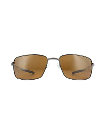 Oakley Mens Sunglasses Square Wire OO4075-14 Tungsten Prizm Tungston Polarized - Brown Metal - One