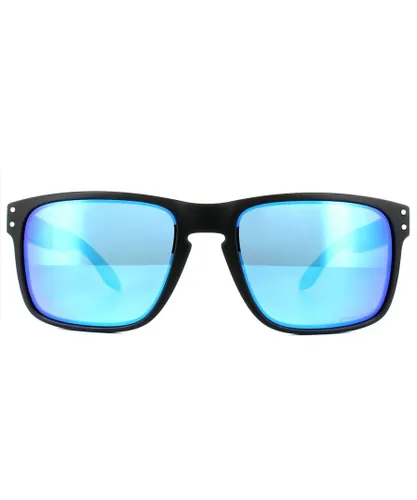 Oakley Rectangle Mens Matt Black Prizm Sapphire Polarized Sunglasses - One