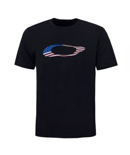 Oakley Short Sleeve Crew Neck Black Mens Ellipse USA T-Shirt 457355 02E Cotton