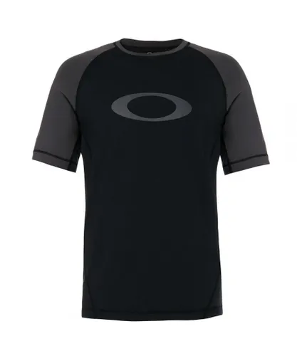 Oakley Short Sleeve Crew Neck Black Mens Rashguard Lycra T-Shirt 482399 02E