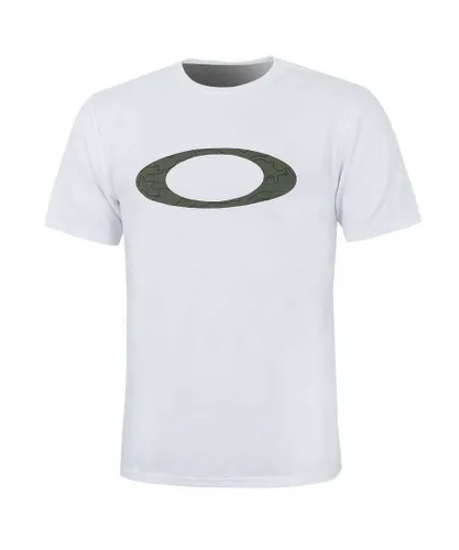 Oakley Short Sleeve Crew Neck White Mens Ellipse Line Camo T-Shirt 457359 100 Cotton