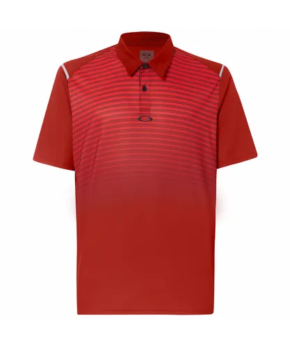 Oakley Short Sleeve Red Striped Mens Golf Polo Shirt 434229 80U