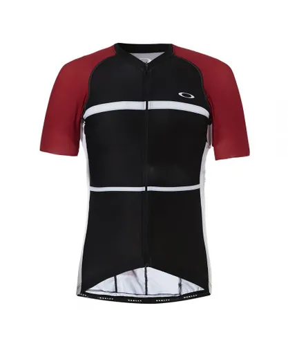 Oakley Short Sleeve Zip Up Black Red Mens Cycling T-Shirt 434144 465
