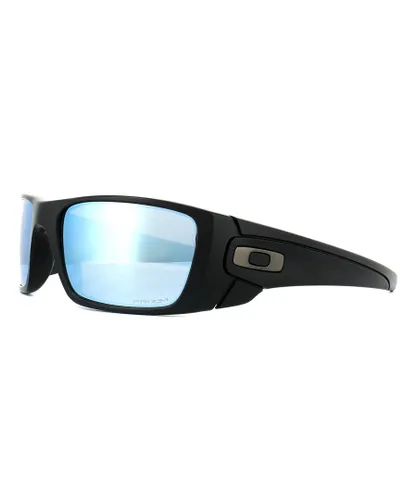Oakley Wrap Mens Matt Black Prizm Deep Water Polarized Sunglasses - One