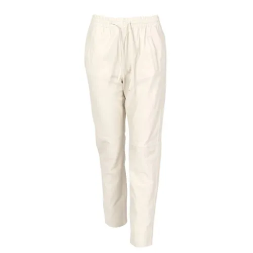 Oakwood , Eggshell Leather Shorts ,White female, Sizes: