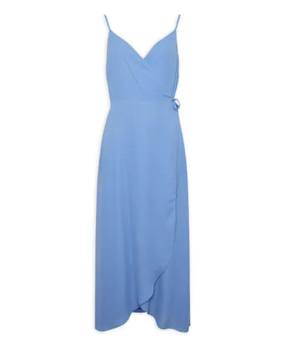 Oasis Womens Cami Midi Wrap Dress - Blue Satin