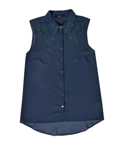Oasis Womens Lace Top Sleeveless Blouse - Navy