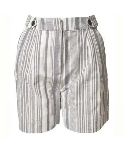Oasis Womens Striped Shorts - Grey Cotton