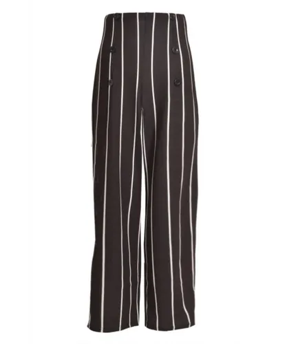 Oasis Womens Striped Wide Leg Trousers - Black/White