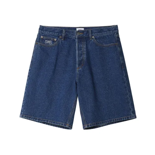 Obey , Baggy Denim Shorts for Men ,Blue male, Sizes: