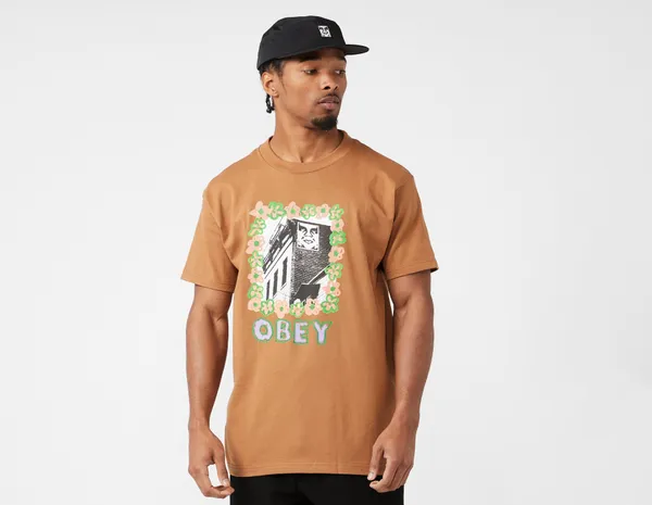 Obey Flower Frame T-Shirt, Brown