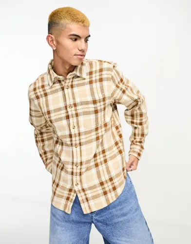 Obey fred plaid shirt in brown