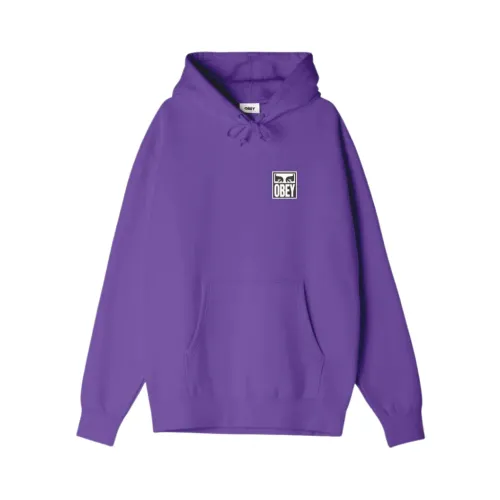 Obey , Hooded Sweatshirt ,Purple male, Sizes: