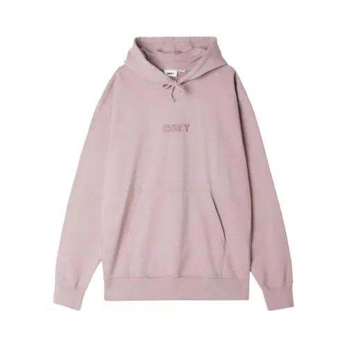 Obey , Hoodie with Embroidered Logo ,Pink male, Sizes: