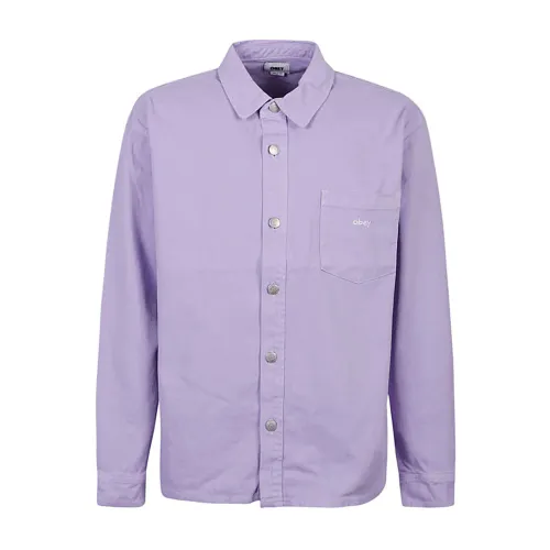 Obey , Purple Magnolia Cotton Shirt ,Purple male, Sizes: