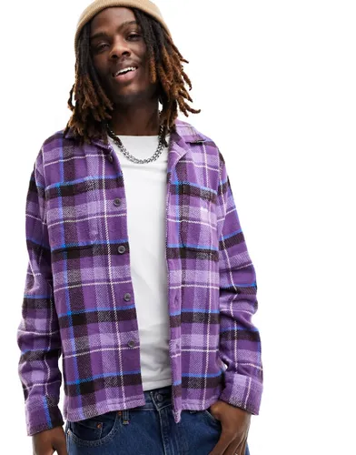 Obey ray plaid heavyweight shirt in purple