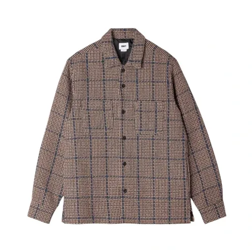 Obey , Tweed Checkered Shirt Jacket ,Brown male, Sizes: