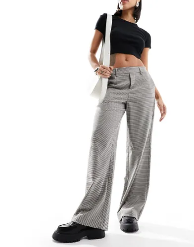 Object tailored wide leg trousers in neutral check