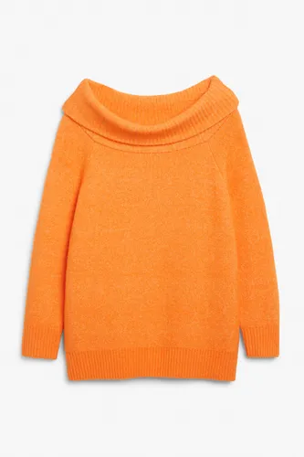 Off-shoulder knit sweater - Orange